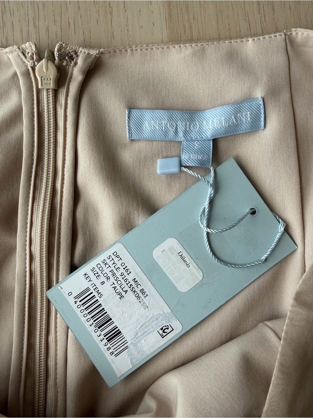 Antonio Melani Priscilla Skirt Womens 8 Taupe Satin Midi NWT Lined Formal $120 - Picture 3 of 14